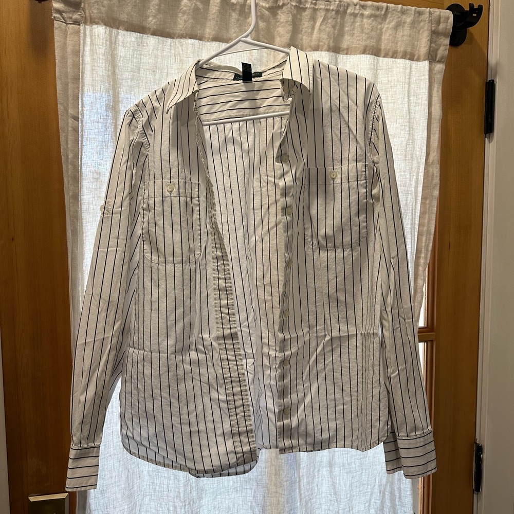 Ralph Lauren Double RL Black and White Striped Blouse